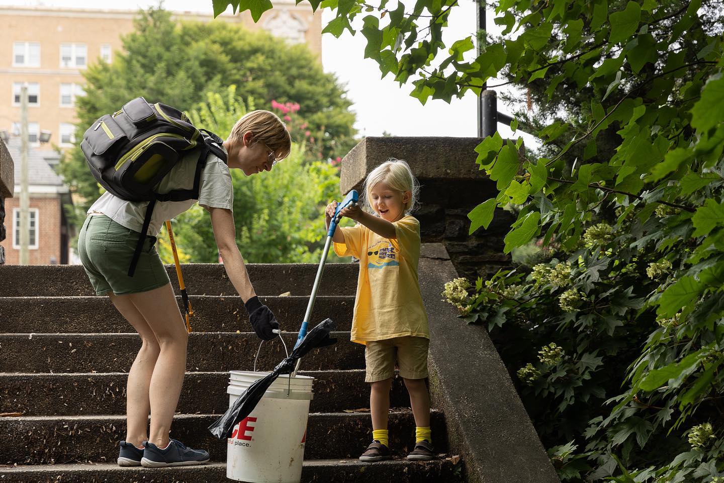 parent and child at cleanup